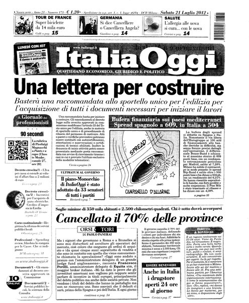 Italia oggi : quotidiano di economia finanza e politica